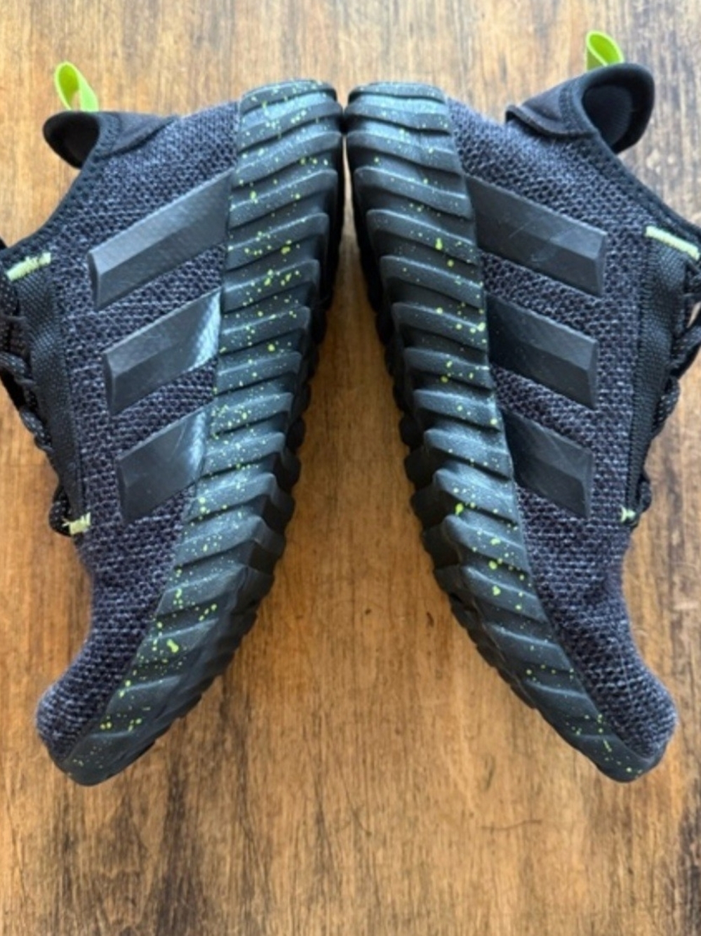 Adidas Kids Black & Neon Green Logo Sneakers - Picture 2 of 5